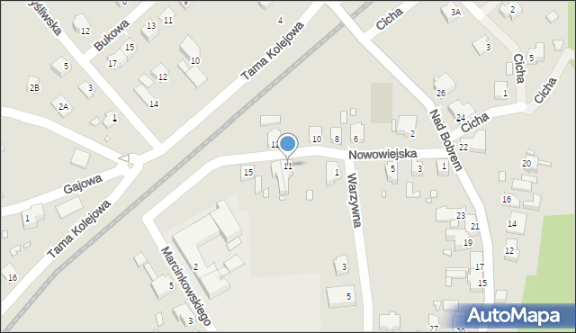 Nowogród Bobrzański, Nowowiejska, 11, mapa Nowogród Bobrzański