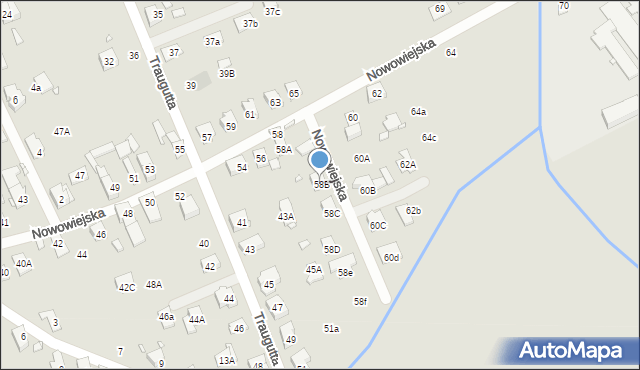 Nysa, Nowowiejska, 58B, mapa Nysy