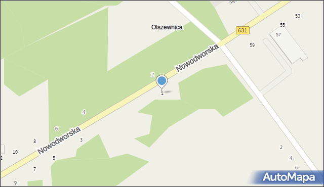 Olszewnica Nowa, Nowodworska, 1, mapa Olszewnica Nowa