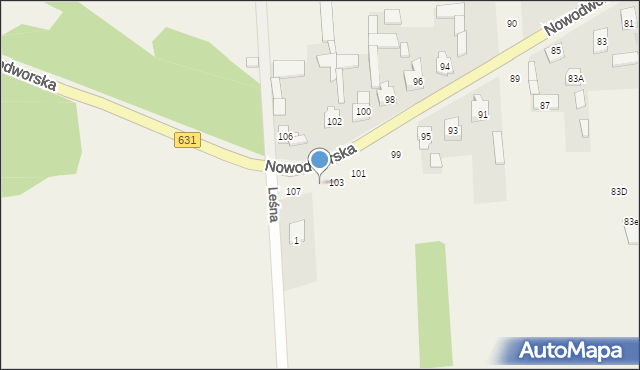 Olszewnica Nowa, Nowodworska, 105, mapa Olszewnica Nowa