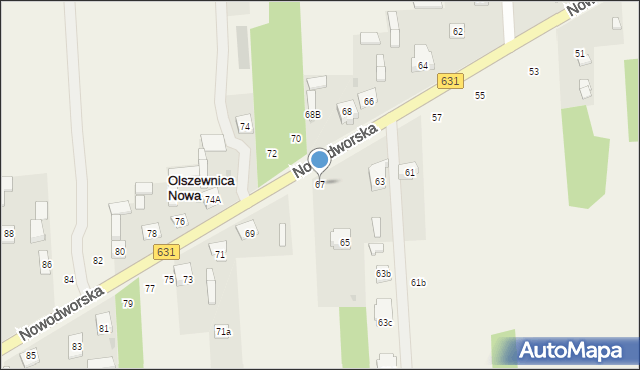 Olszewnica Nowa, Nowodworska, 67, mapa Olszewnica Nowa