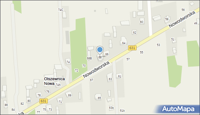 Olszewnica Nowa, Nowodworska, 68, mapa Olszewnica Nowa