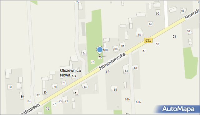 Olszewnica Nowa, Nowodworska, 70, mapa Olszewnica Nowa