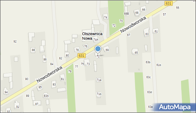 Olszewnica Nowa, Nowodworska, 71, mapa Olszewnica Nowa