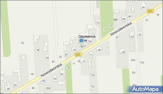 Olszewnica Nowa, Nowodworska, 76, mapa Olszewnica Nowa