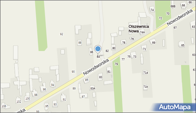 Olszewnica Nowa, Nowodworska, 84, mapa Olszewnica Nowa