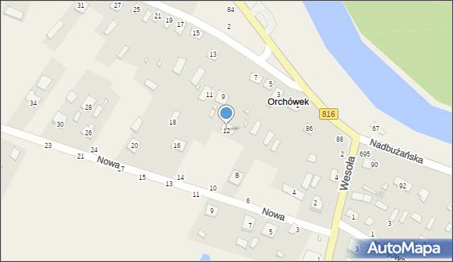 Orchówek, Nowa, 12, mapa Orchówek