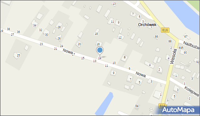 Orchówek, Nowa, 14, mapa Orchówek