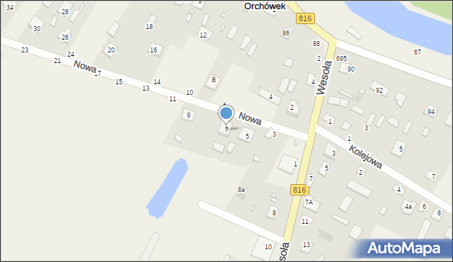 Orchówek, Nowa, 7, mapa Orchówek