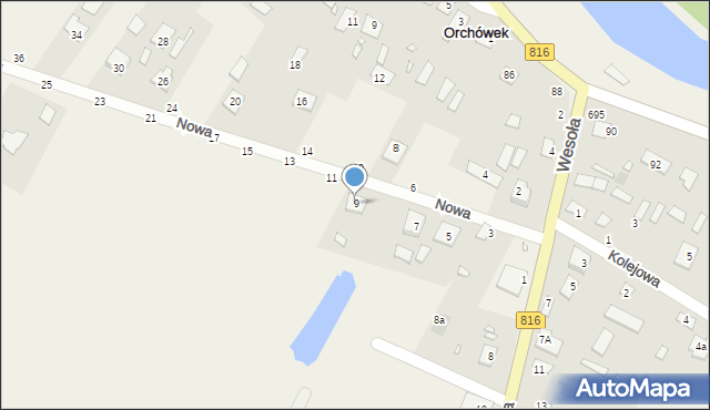Orchówek, Nowa, 9, mapa Orchówek