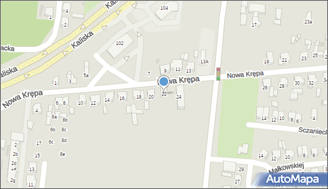 Ostrów Wielkopolski, Nowa Krępa, 22, mapa Ostrów Wielkopolski
