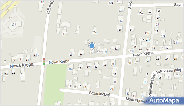 Ostrów Wielkopolski, Nowa Krępa, 23, mapa Ostrów Wielkopolski