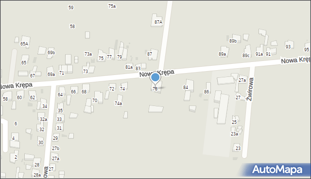 Ostrów Wielkopolski, Nowa Krępa, 78, mapa Ostrów Wielkopolski