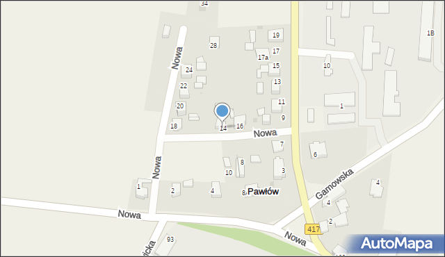 Pawłów, Nowa, 14, mapa Pawłów