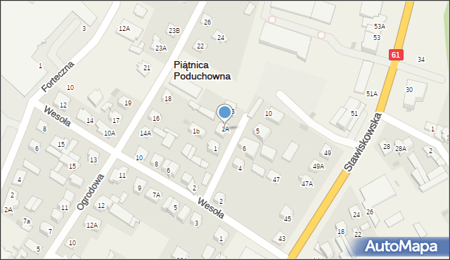 Piątnica Poduchowna, Nowoprojektowana, 1A, mapa Piątnica Poduchowna