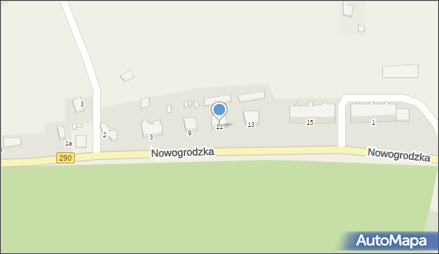 Pierzwin, Nowogrodzka, 11, mapa Pierzwin