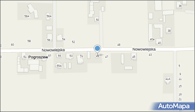 Pogroszew, Nowowiejska, 49, mapa Pogroszew