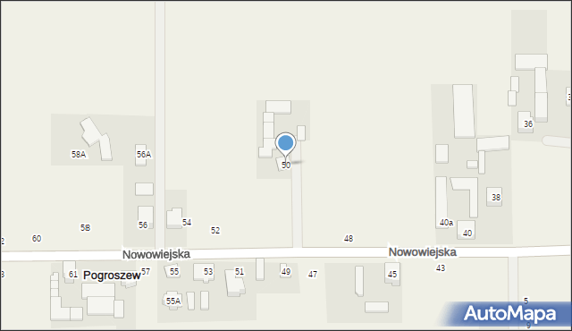 Pogroszew, Nowowiejska, 50, mapa Pogroszew