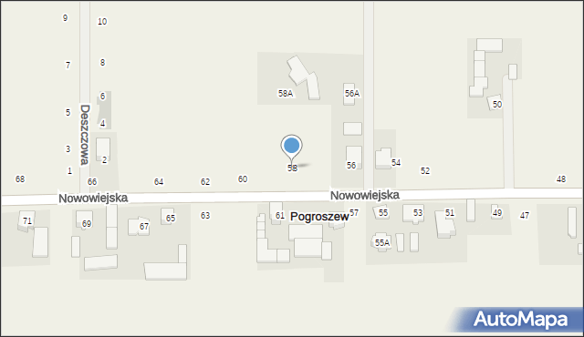 Pogroszew, Nowowiejska, 58, mapa Pogroszew