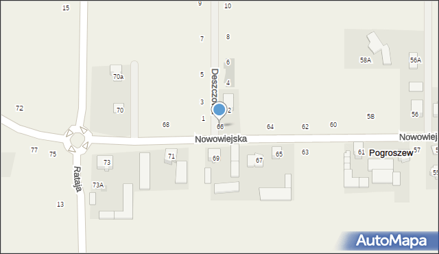 Pogroszew, Nowowiejska, 66, mapa Pogroszew