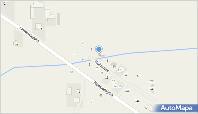 Pogroszew-Kolonia, Nowowiejska, 74N, mapa Pogroszew-Kolonia