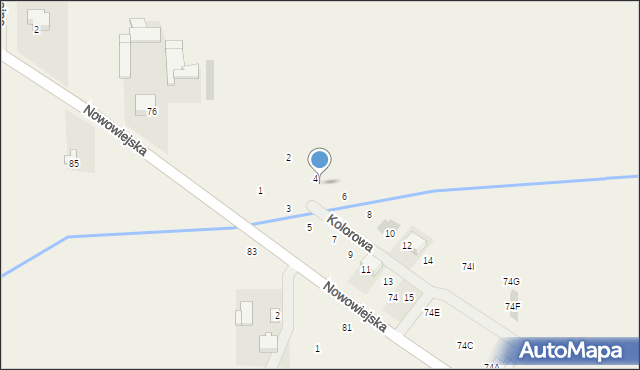 Pogroszew-Kolonia, Nowowiejska, 74O, mapa Pogroszew-Kolonia