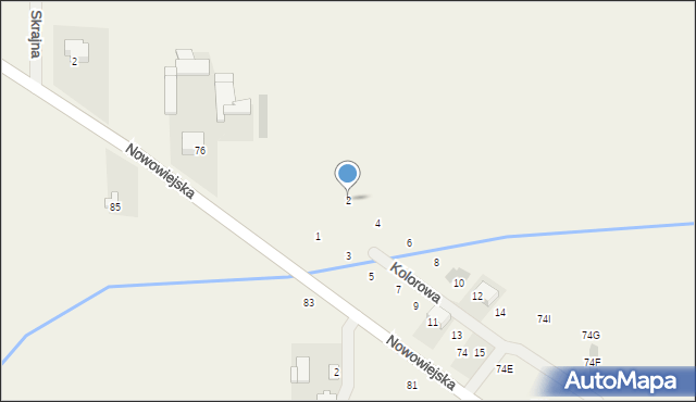 Pogroszew-Kolonia, Nowowiejska, 74P, mapa Pogroszew-Kolonia