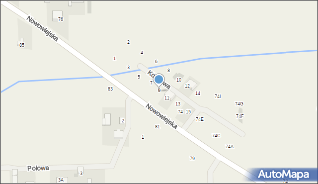 Pogroszew-Kolonia, Nowowiejska, 74U, mapa Pogroszew-Kolonia