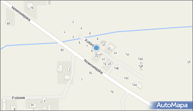 Pogroszew-Kolonia, Nowowiejska, 74V, mapa Pogroszew-Kolonia