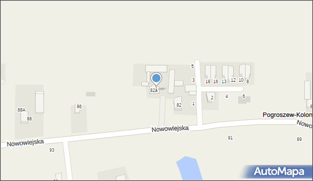 Pogroszew-Kolonia, Nowowiejska, 84, mapa Pogroszew-Kolonia