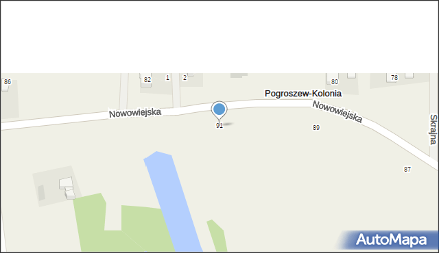 Pogroszew-Kolonia, Nowowiejska, 91, mapa Pogroszew-Kolonia