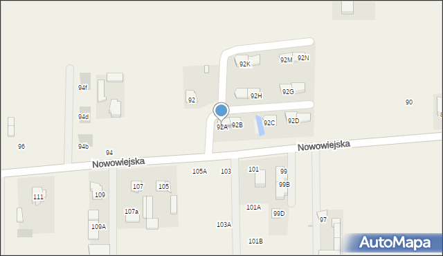 Pogroszew-Kolonia, Nowowiejska, 92A, mapa Pogroszew-Kolonia