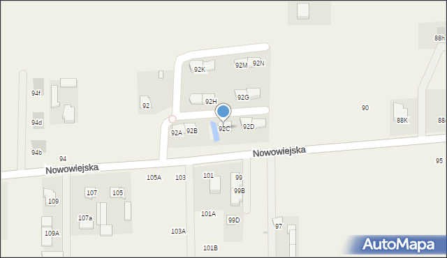 Pogroszew-Kolonia, Nowowiejska, 92C, mapa Pogroszew-Kolonia