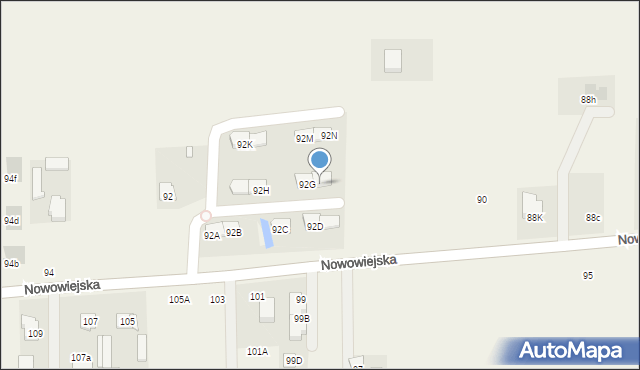 Pogroszew-Kolonia, Nowowiejska, 92f, mapa Pogroszew-Kolonia