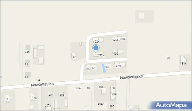 Pogroszew-Kolonia, Nowowiejska, 92J, mapa Pogroszew-Kolonia