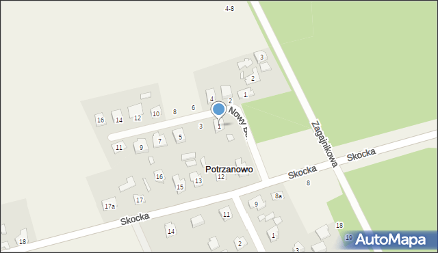 Potrzanowo, Nowy Borówiec, 1, mapa Potrzanowo