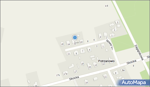 Potrzanowo, Nowy Borówiec, 12, mapa Potrzanowo