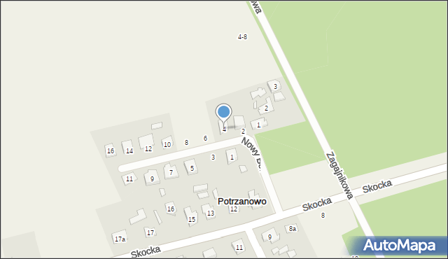 Potrzanowo, Nowy Borówiec, 4, mapa Potrzanowo