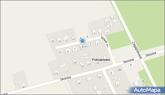 Potrzanowo, Nowy Borówiec, 5, mapa Potrzanowo
