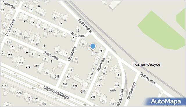 Poznań, Notecka, 1, mapa Poznania