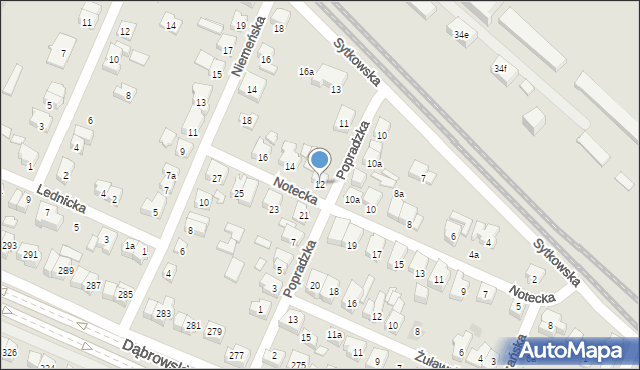 Poznań, Notecka, 12, mapa Poznania