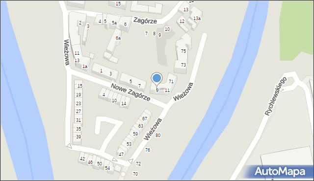 Poznań, Nowe Zagórze, 9, mapa Poznania