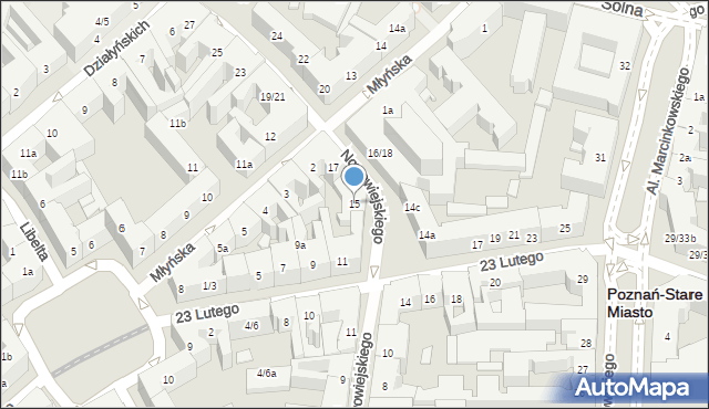 Poznań, Nowowiejskiego Feliksa, 15, mapa Poznania