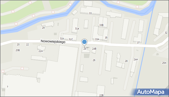 Pruszcz Gdański, Nowowiejskiego Feliksa, 24, mapa Pruszcz Gdański