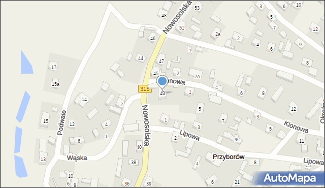 Przyborów, Nowosolska, 43, mapa Przyborów