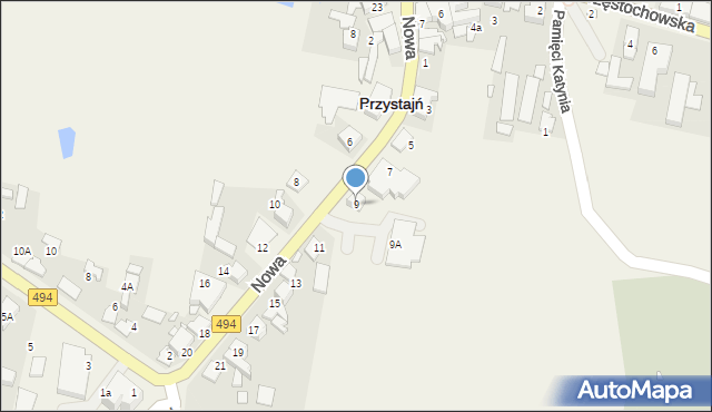 Przystajń, Nowa, 9, mapa Przystajń