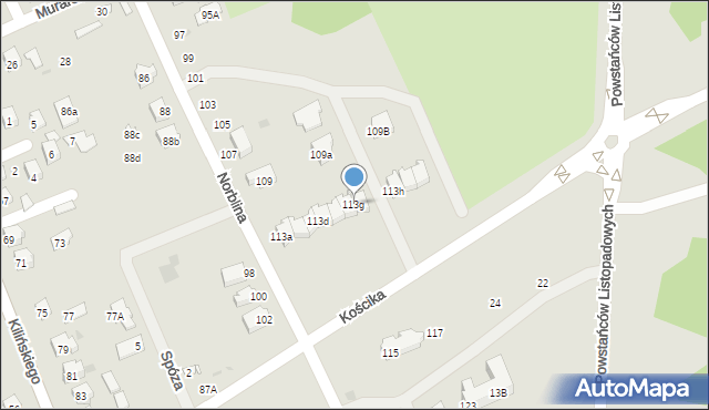 Puławy, Norblina Piotra, 113g, mapa Puław