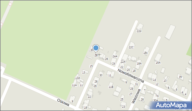 Radom, Nowofolwarczna, 28, mapa Radomia