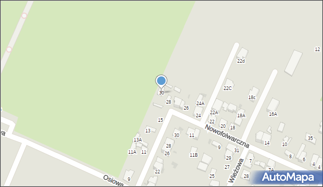 Radom, Nowofolwarczna, 30, mapa Radomia