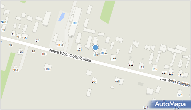 Radom, Nowa Wola Gołębiowska, 105, mapa Radomia